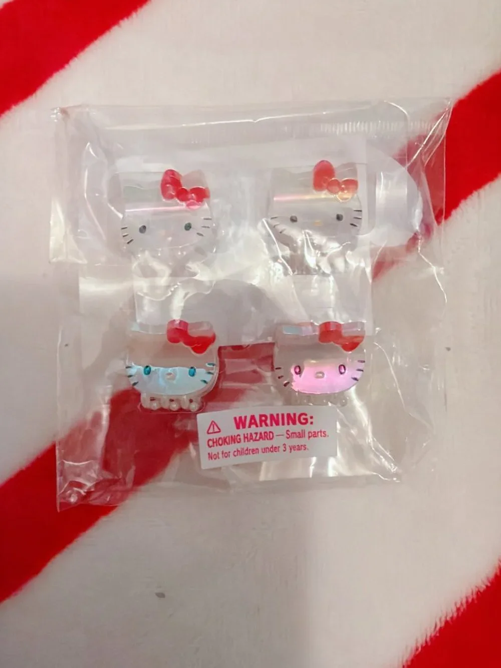 Sanrio Hello Kitty Mini Hair Clips 4pc Set Japan 2024 Iridescent Kawaii NEW